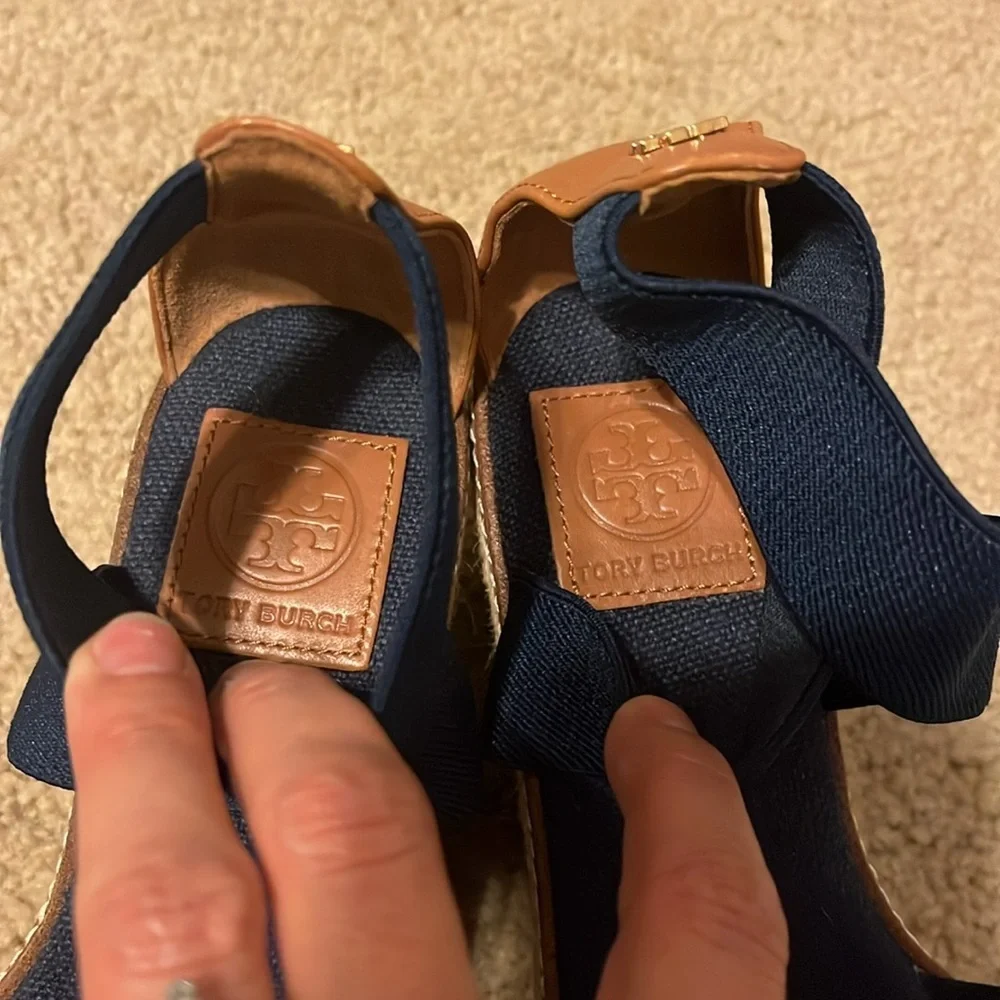 Tory Burch Frieda Platform Wedge Espadrille Sandals Size 7.5 - Picture 6 of 7